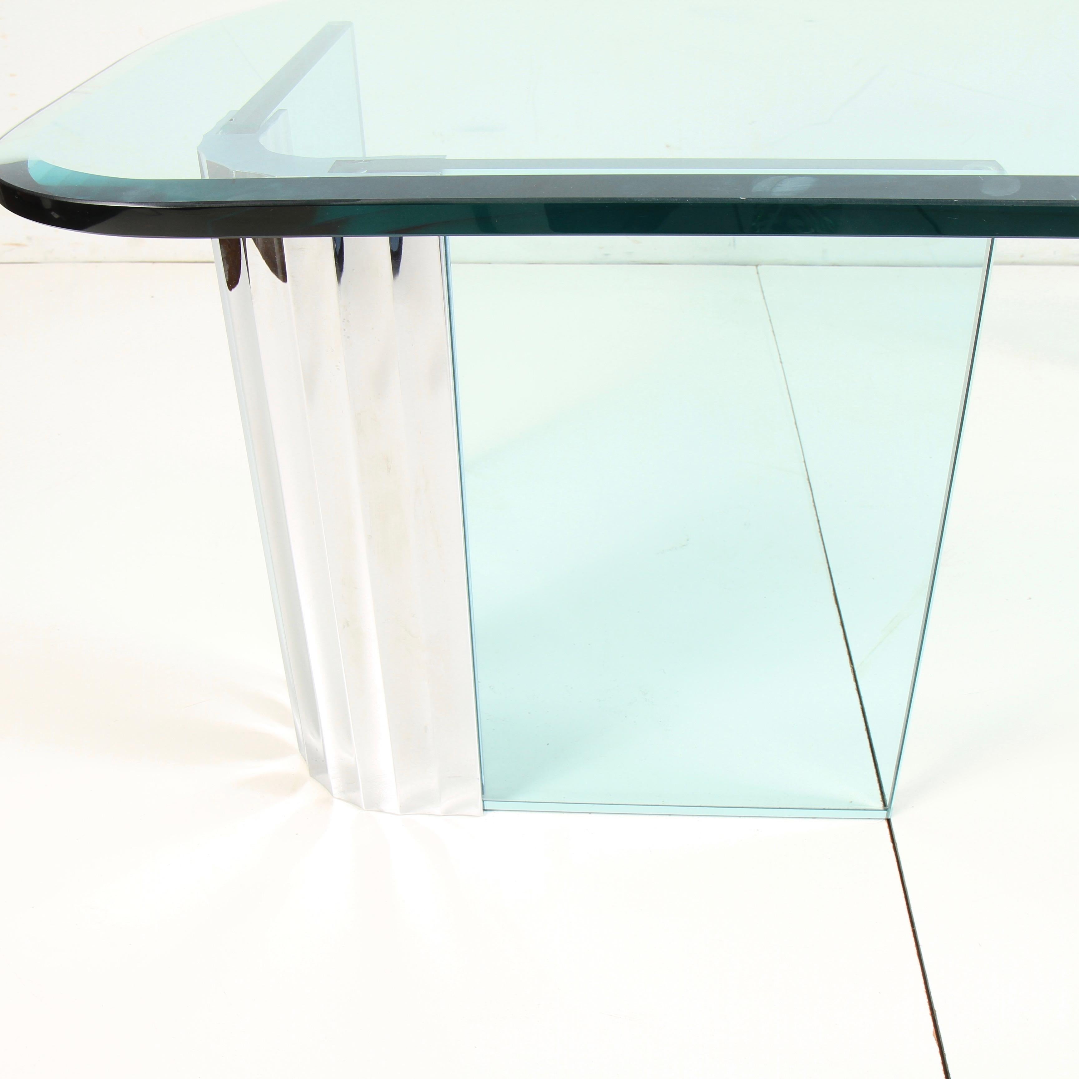 American Leon Rosen Scalloped Chrome and Glass Coffee Table for Pace Collection