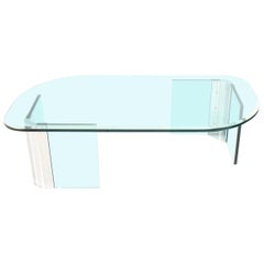 Leon Rosen Scalloped Chrome and Glass Coffee Table for Pace Collection