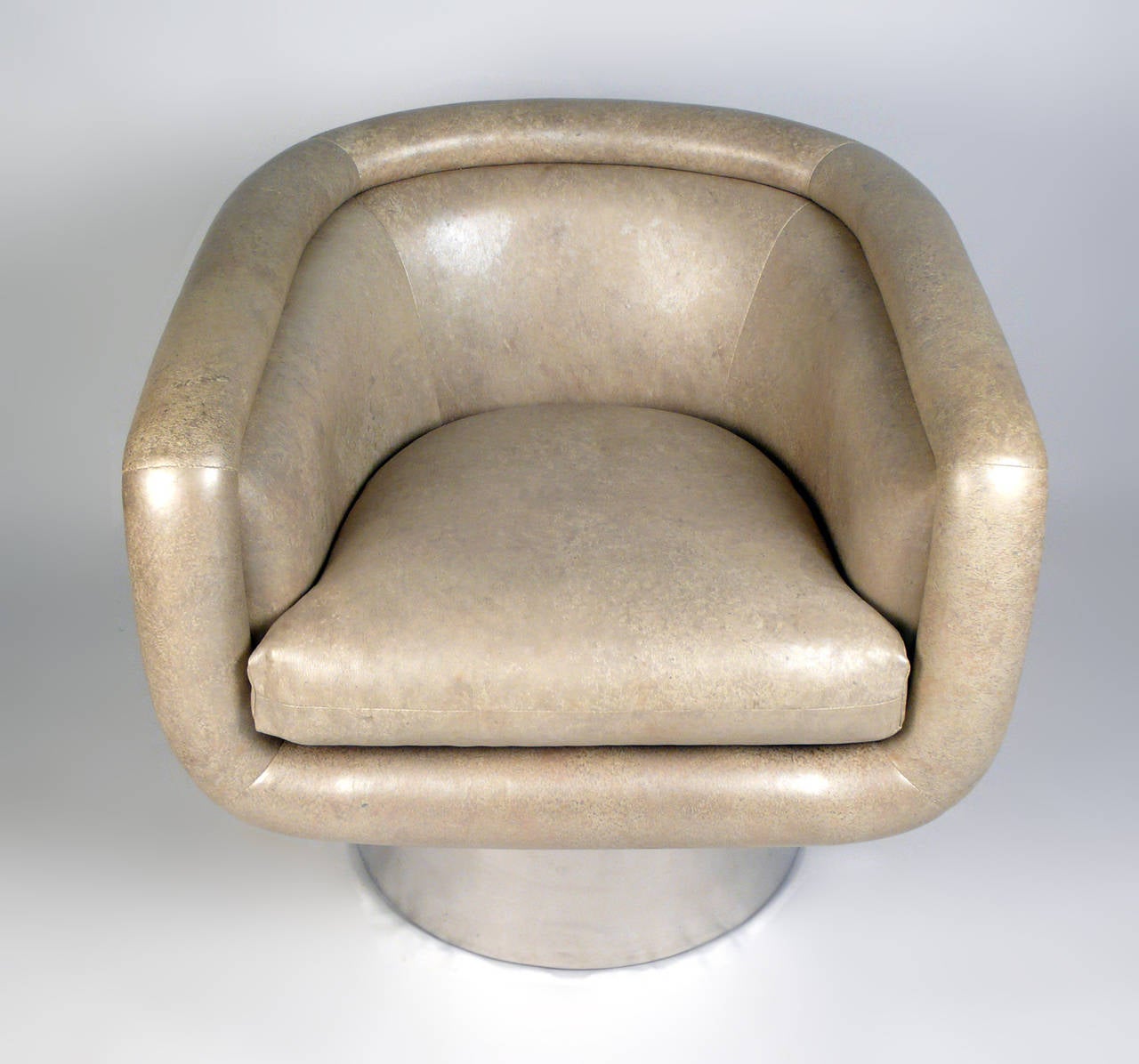 Mid-Century Modern Leon Rosen Swivel Tub Chairs for Pace in Mirror Polished Stainless