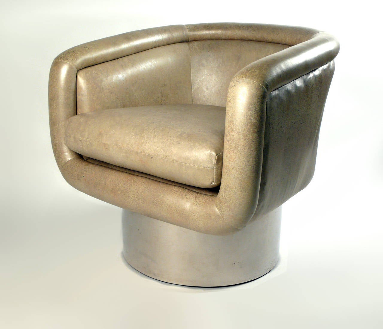 American Leon Rosen Swivel Tub Chairs for Pace in Mirror Polished Stainless