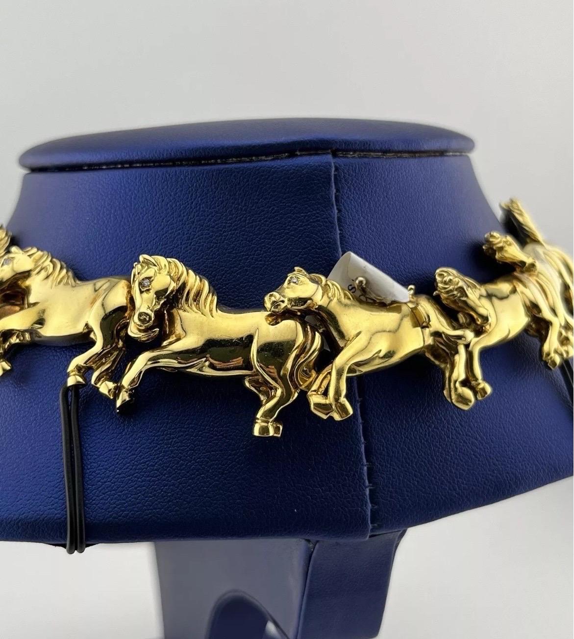 Leon Rudberg Galloping Horses 18k Yellow Gold 2ct Diamond Pave Choker Necklace For Sale 5