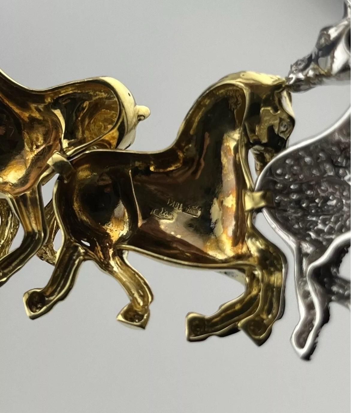 Leon Rudberg Galloping Horses 18k Yellow Gold 2ct Diamond Pave Choker Necklace For Sale 7