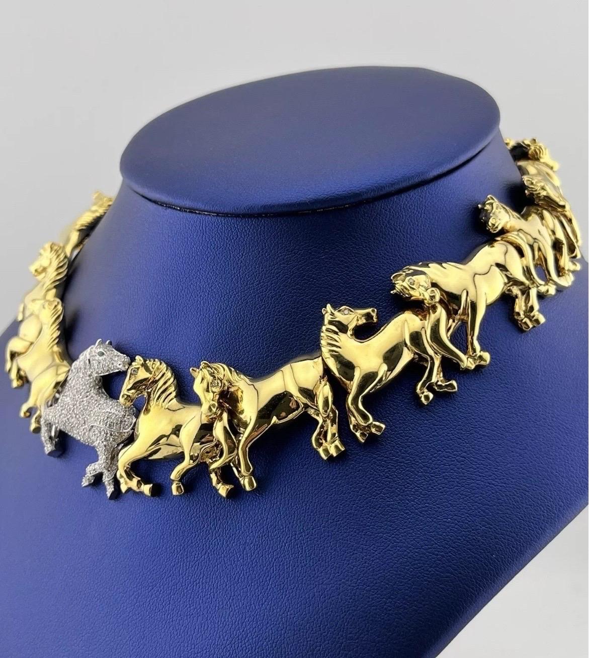 Leon Rudberg - Collana girocollo in oro giallo 18 carati con 2 carati di diamanti e pave in vendita 1
