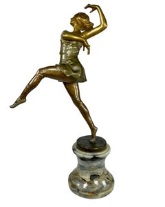 Leon Salat Dancing Lady on Onyx Base Signed, Early 20th Century