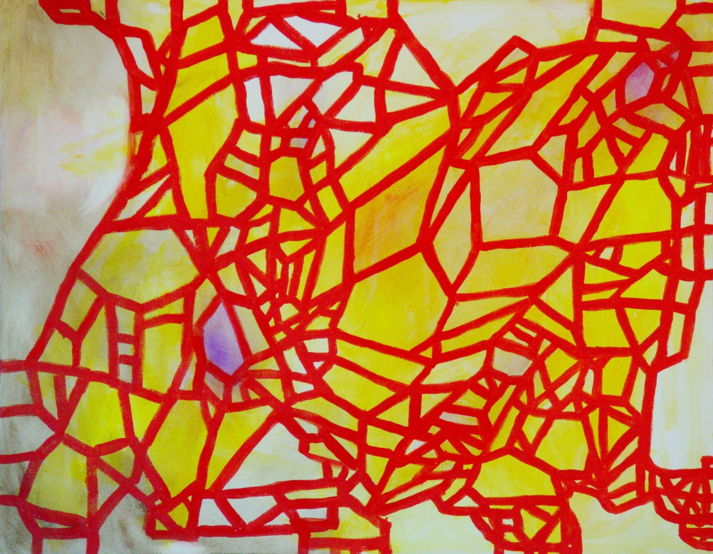 Abstract Painting di Leon Sarantos - Cane cinese, Pittura, Olio su tela
