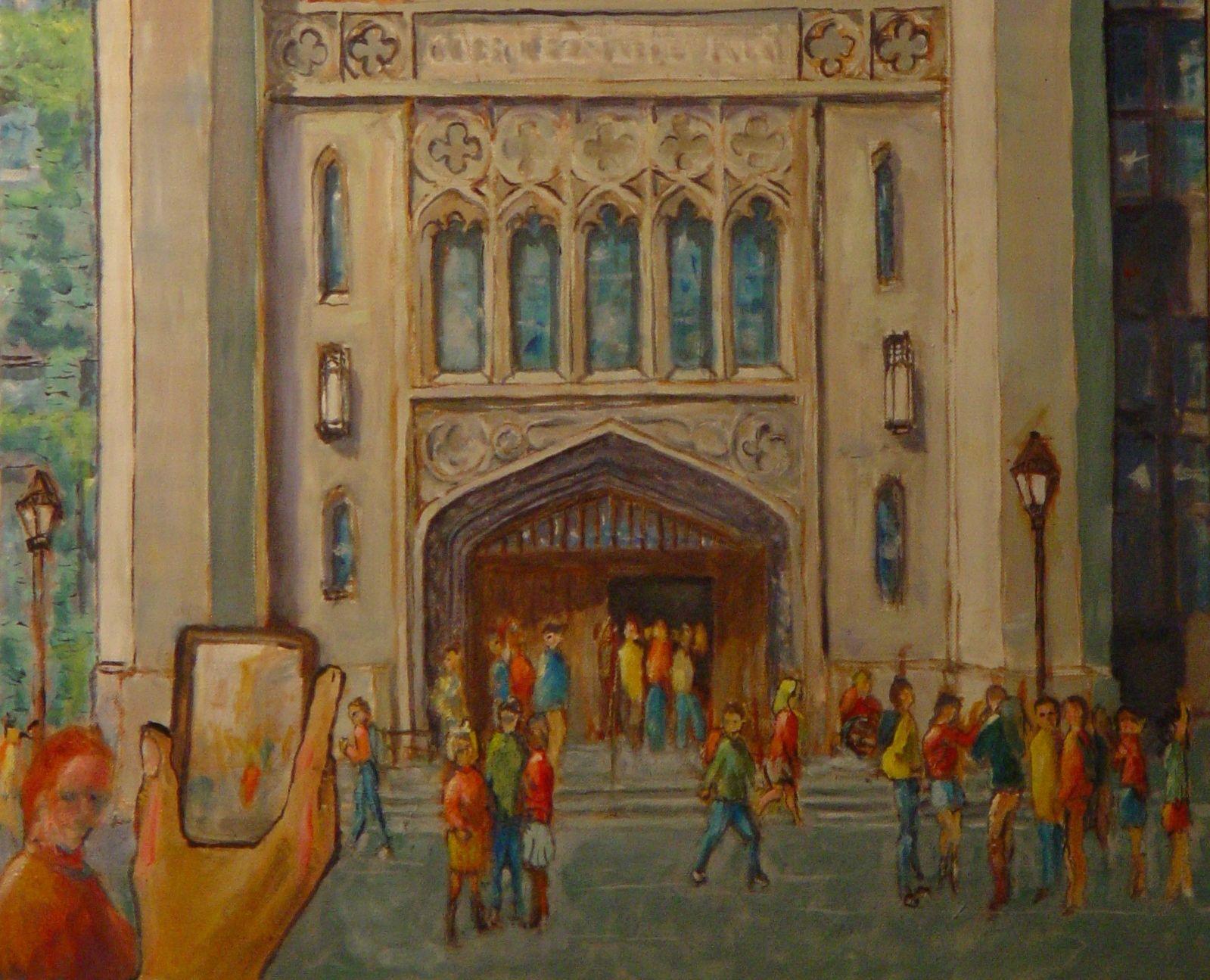 Cobb Hall, Chicago, Pintura, Óleo sobre lienzo - Painting Contemporáneo de Leon Sarantos