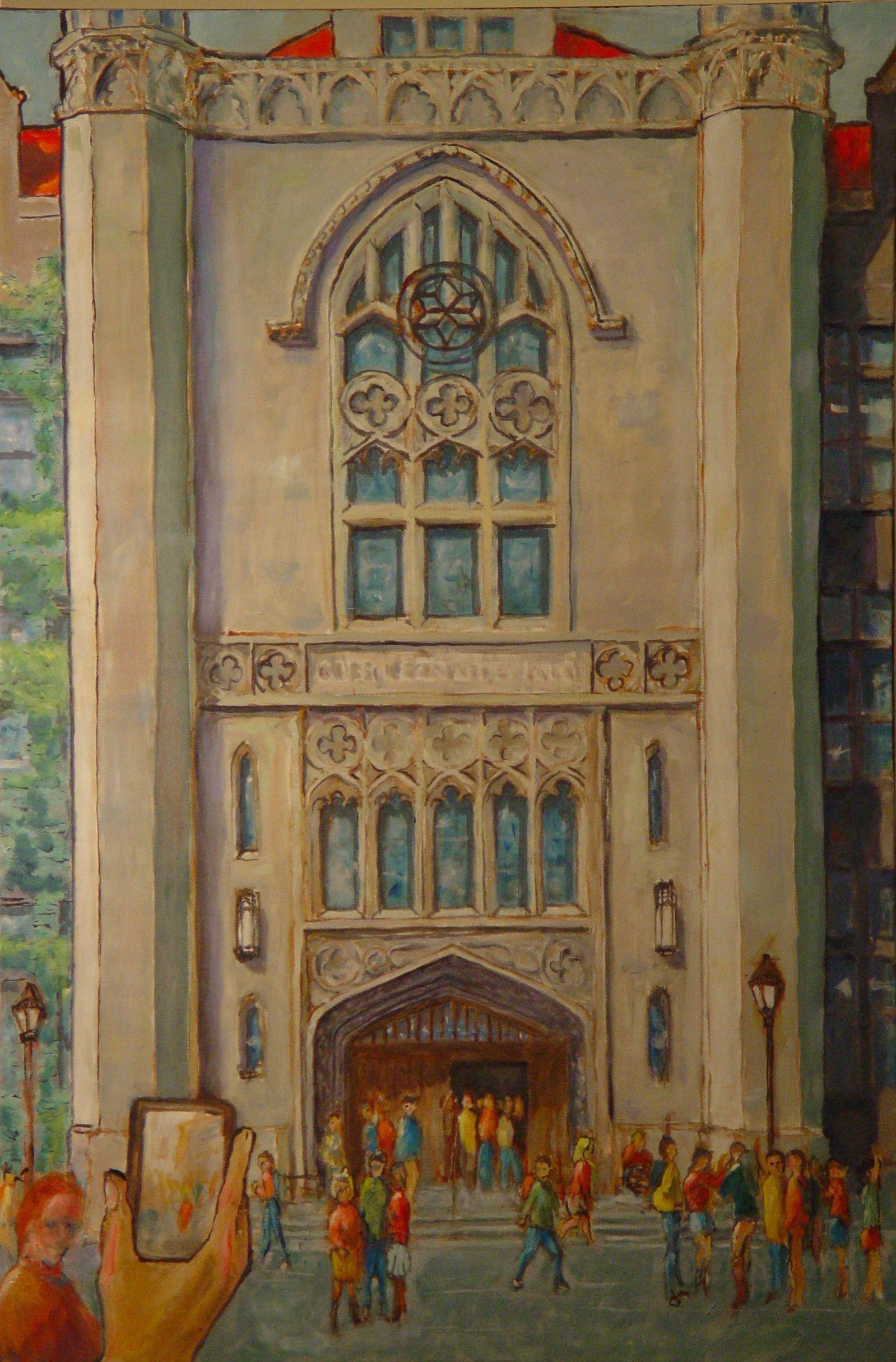Cobb Hall, Chicago, Pintura, Óleo sobre lienzo - Painting de Leon Sarantos