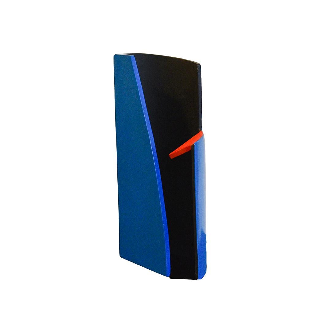 Leon Smith Abstract Sculpture - Dorian (Mid-Century Modern Abstract Geometric Sculpture in Black, Blue, Red)