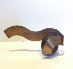 High Tide (Abstract Mid Century Modern Wave Sculpture in Copper & Brass)