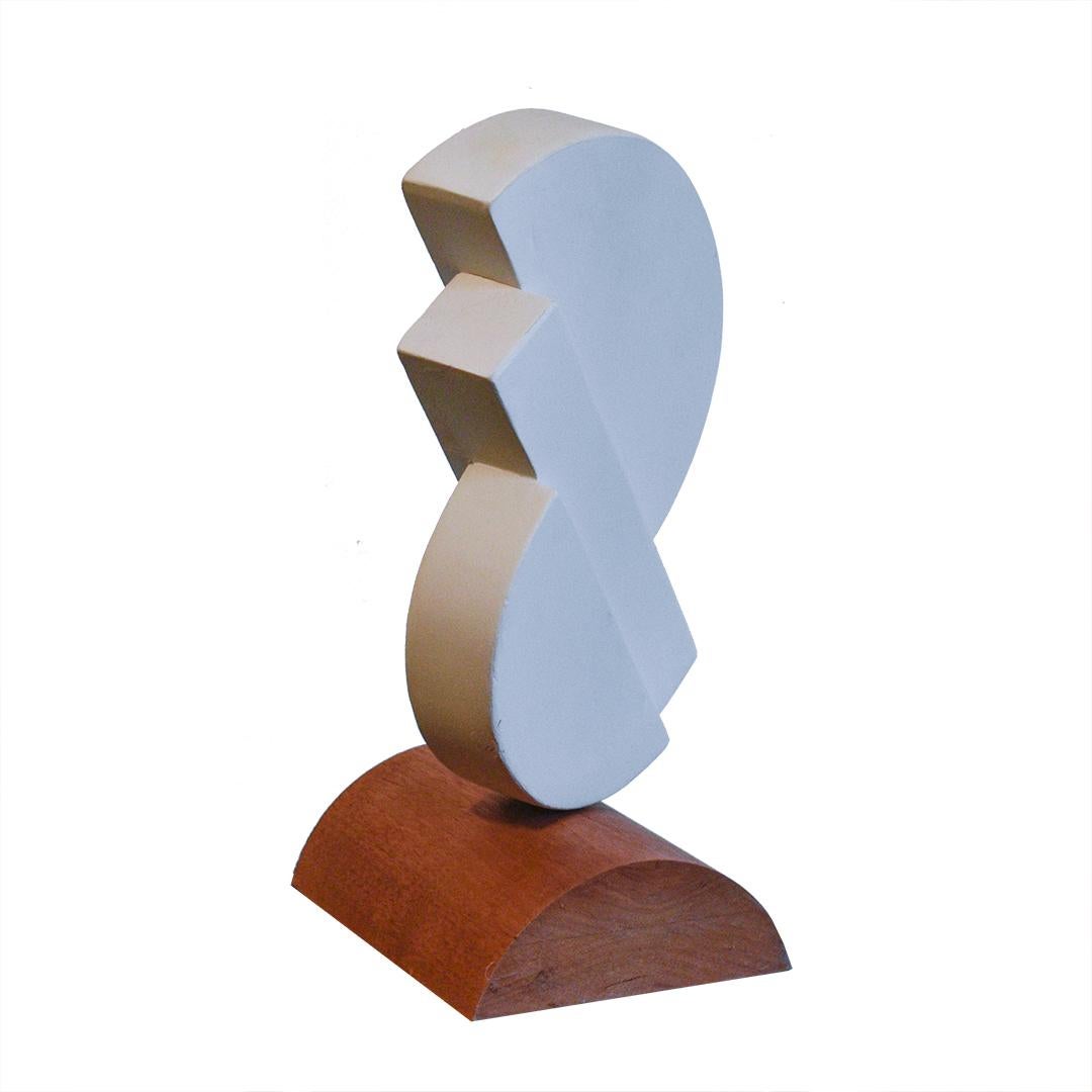 Motherlode (Mid-Century Modern Abstract Sculpture in White & Natural Wood) For Sale 1
