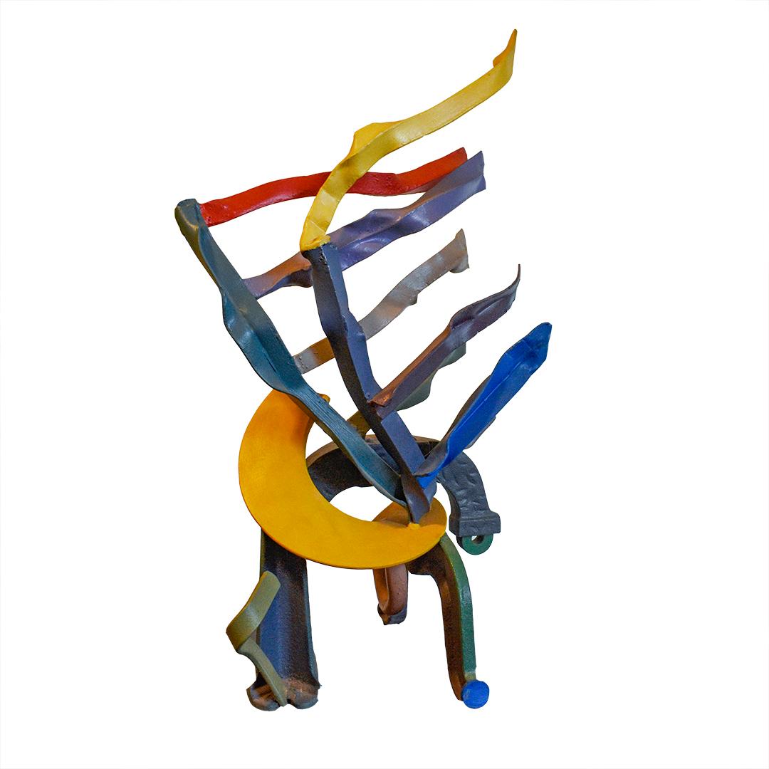 Pan (Colorful Abstract Mid Century Modern Sculpture in Yellow, Blue Red & Green)