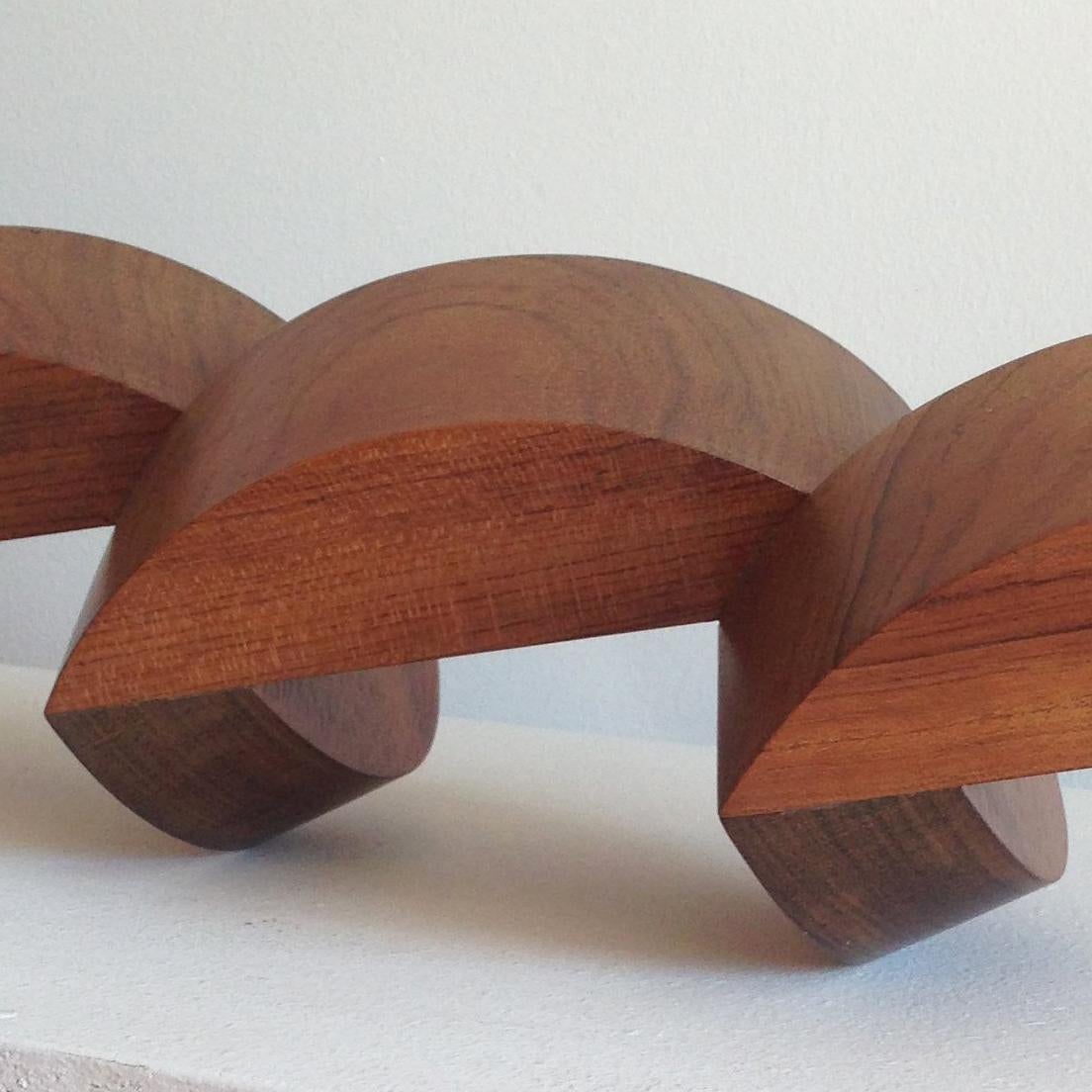 Three Segments (Small, Contemporary Mid Century Modern Inspired Wood Sculpture) - Gray Abstract Sculpture by Leon Smith