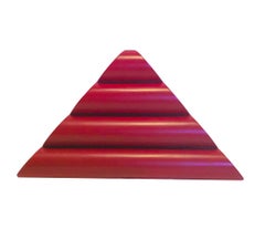 Triangle (Mid-Century Modern Abstract Geometric Red Metal Sculpture)