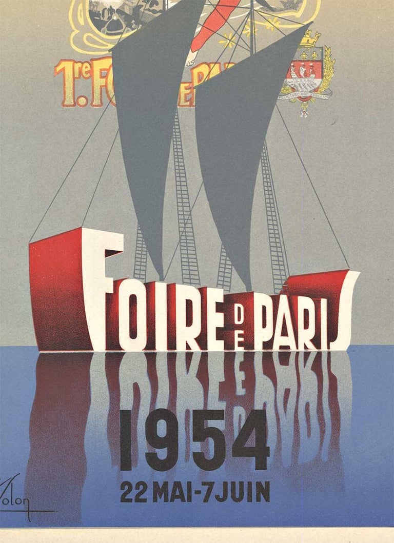 Original Foire de Paris, Paris Fair, 1954 vintage poster - Print by Leon Solon