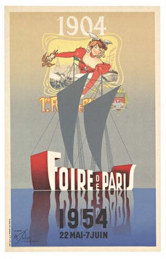 Affiche vintage d'origine de la Foire de Paris, foire de Paris, 1954