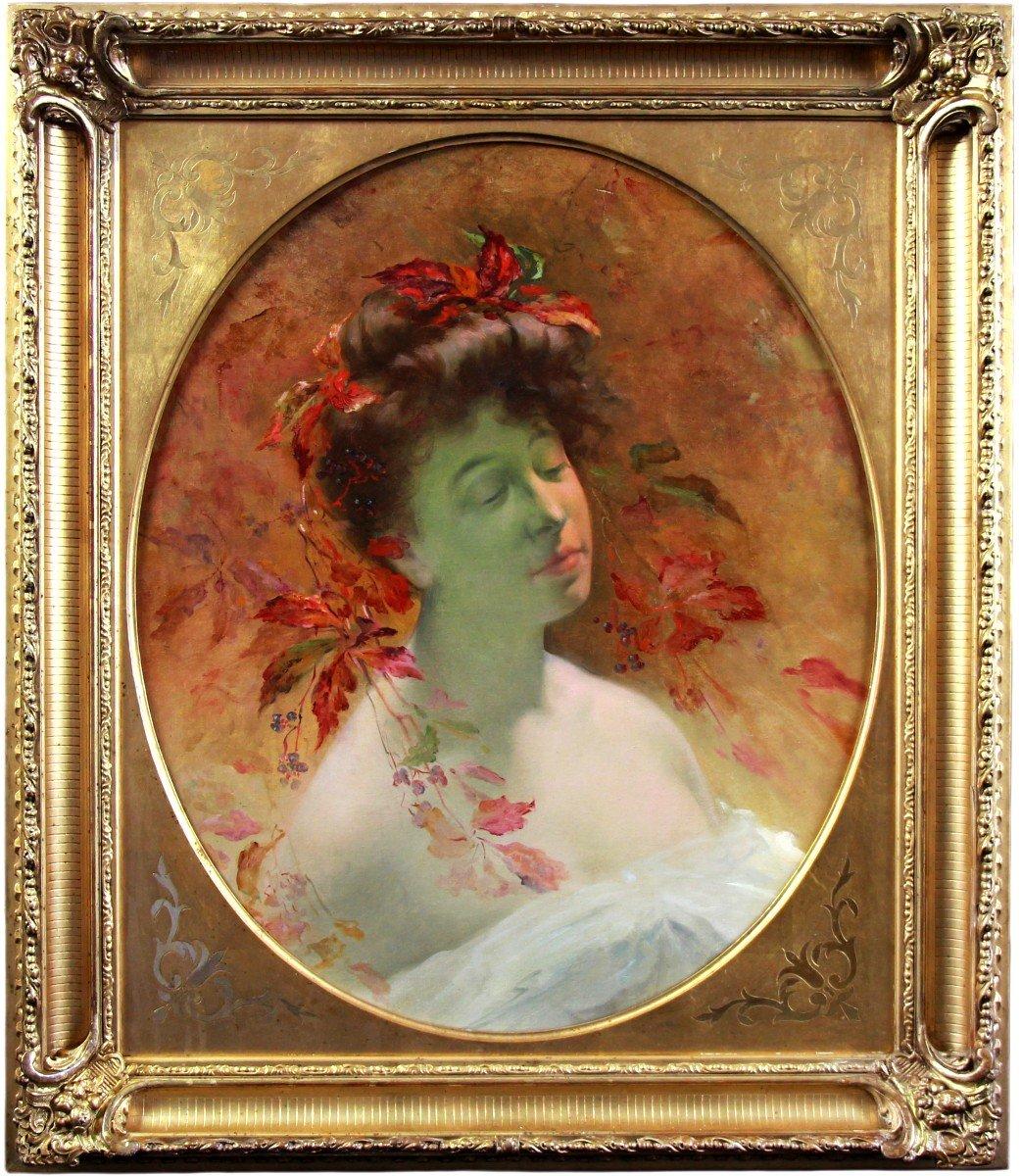 Óleo Sobre Lienzo, Retrato Art Nouveau De Leon Tirode (1873-1956)