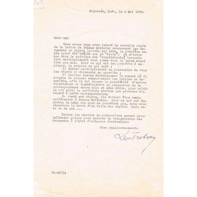 Leon Trotsky Autographed Letter im Zustand „Hervorragend“ in Jersey, GB