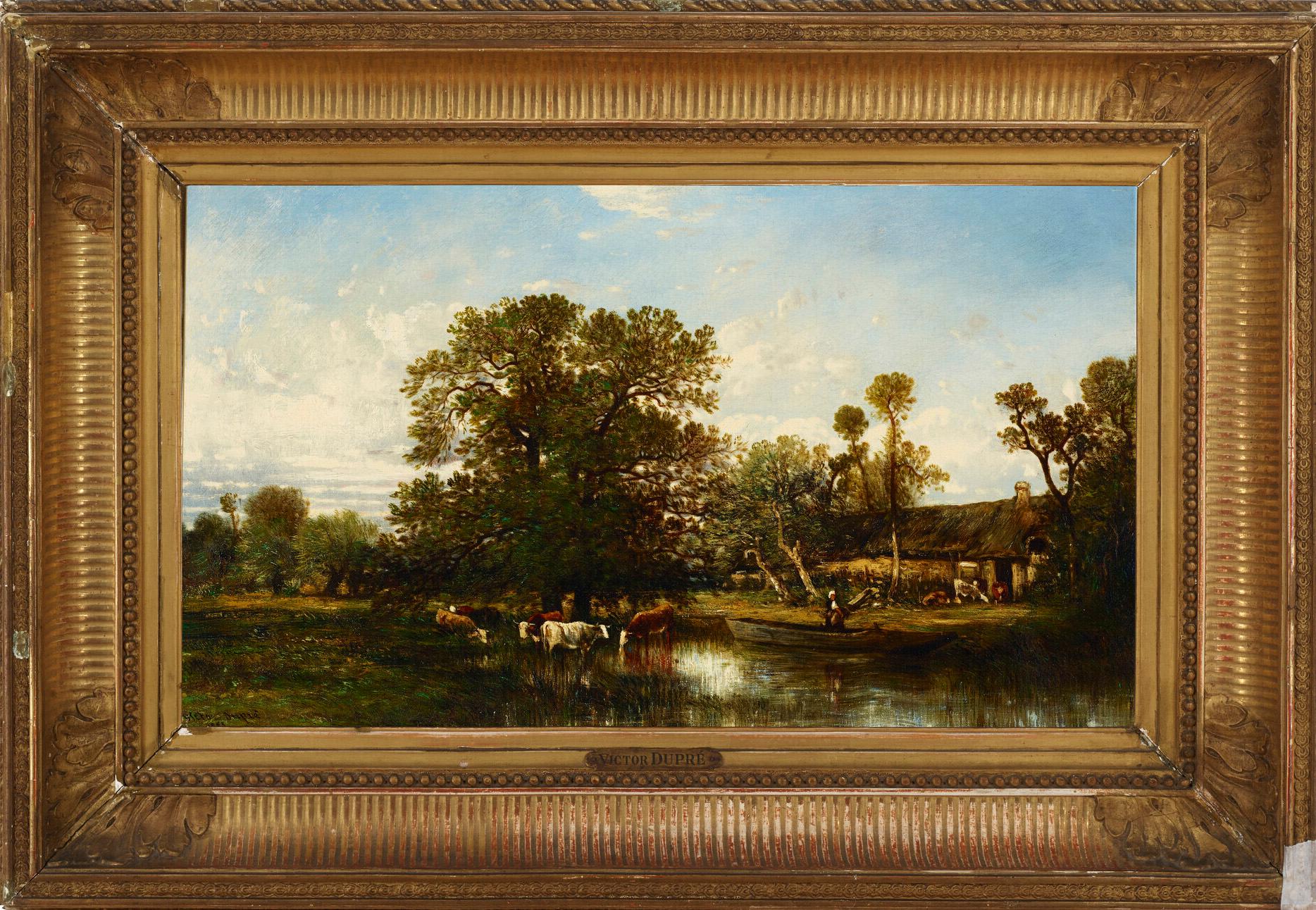 Au bord d'un ruisseau - Painting by Léon-Victor Dupré