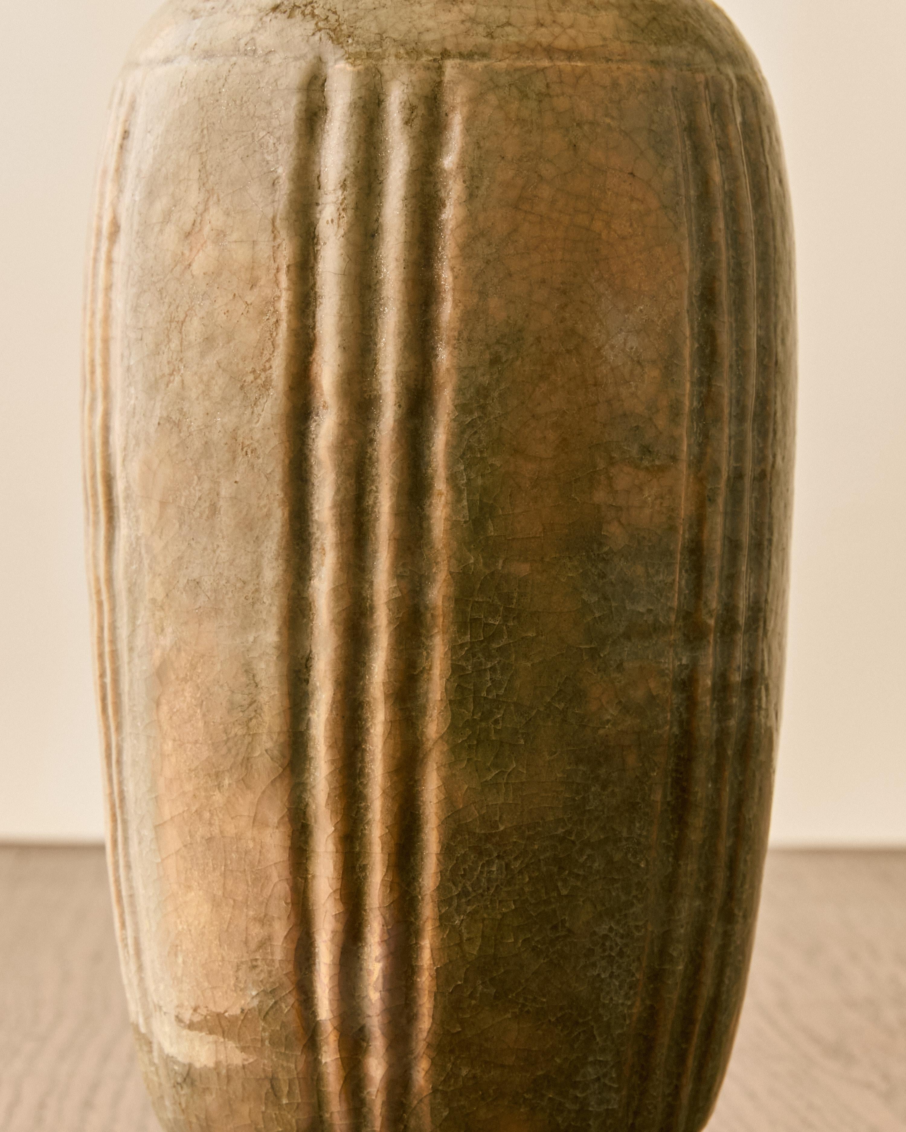 Leon Volkmar Deco Ceramic Glazed Vase c. 1938 For Sale 2