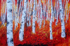 Birch trees in Gold, Painting, Acrylic on Canvas