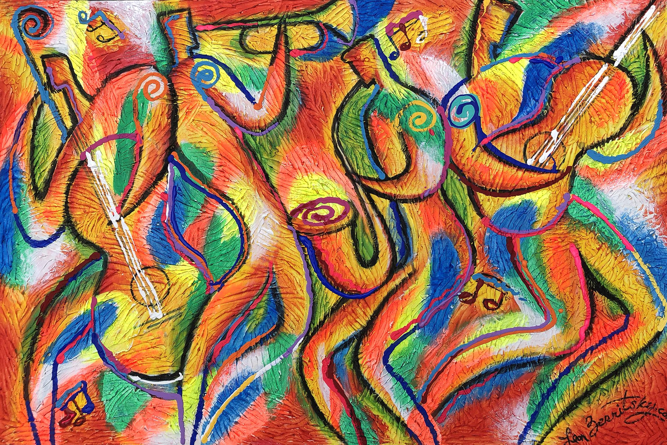 Abstract Painting di Leon Zernitsky  - Blues e Jazz, Pittura, Acrilico su tela