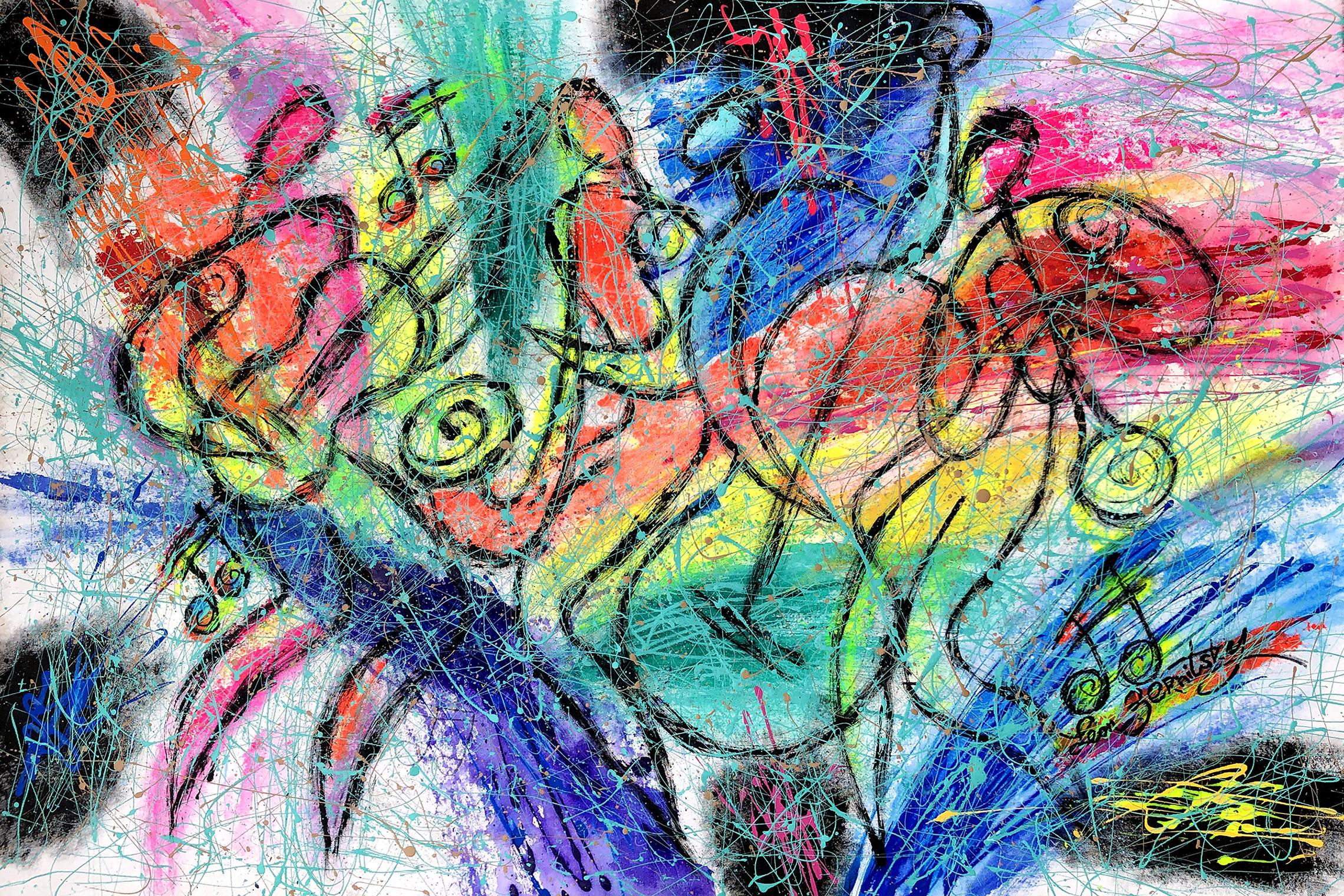 Hot Jazz Colours. Composition 1, Painting, Acrylic on Canvas