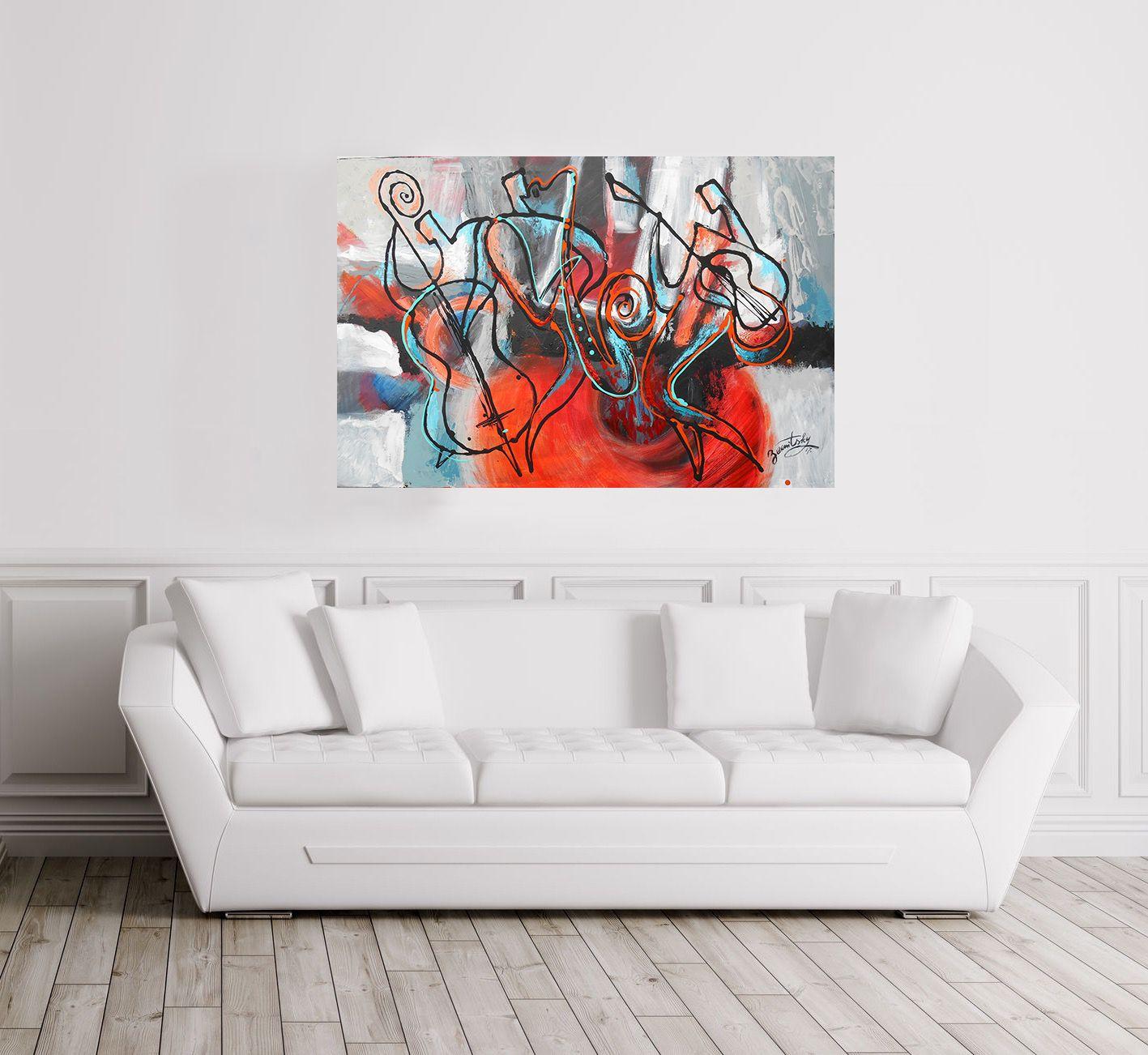 I Love Jazz, Pittura, Acrilico su tela - Painting di Leon Zernitsky 