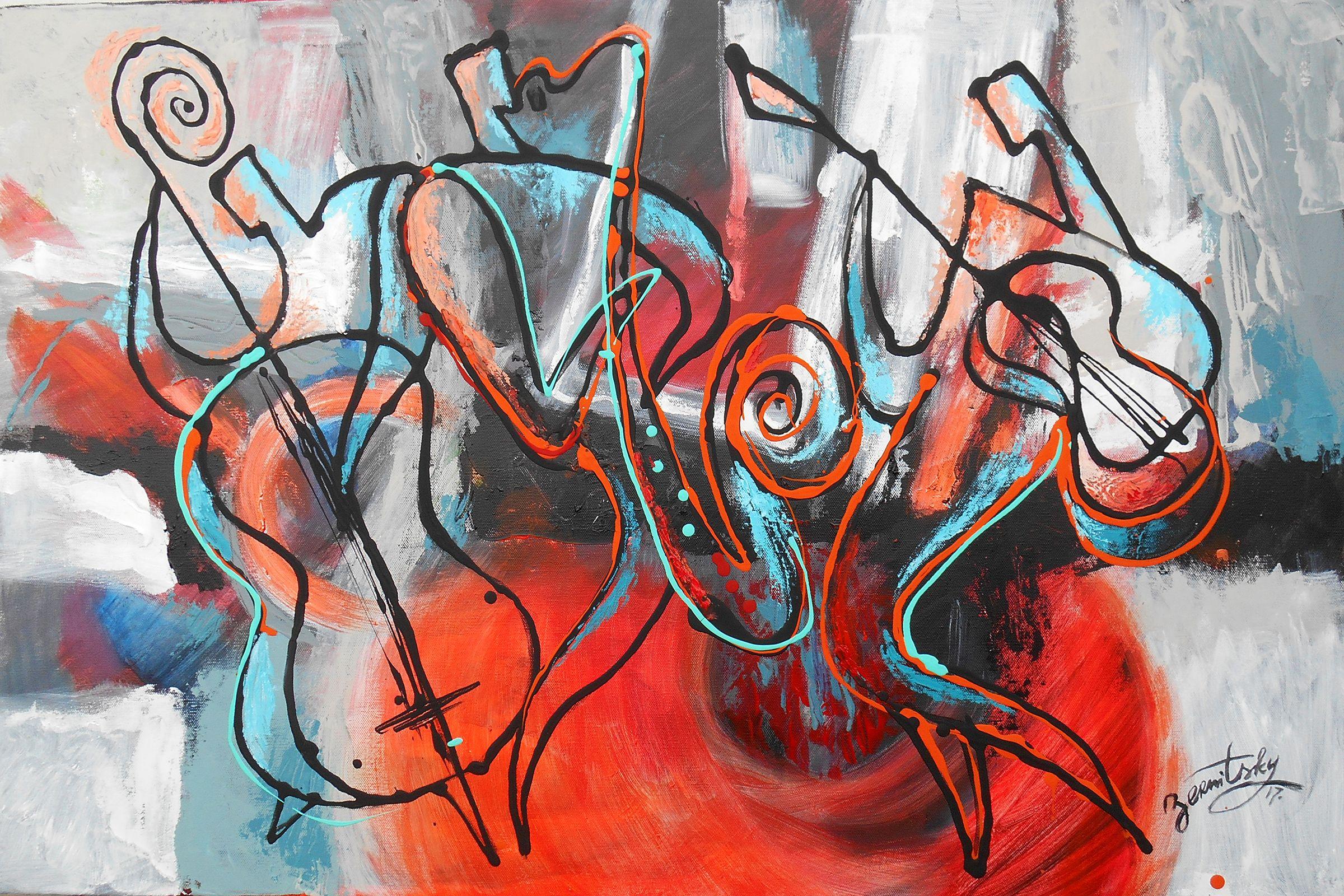 I Love Jazz, Gemälde, Acryl auf Leinwand