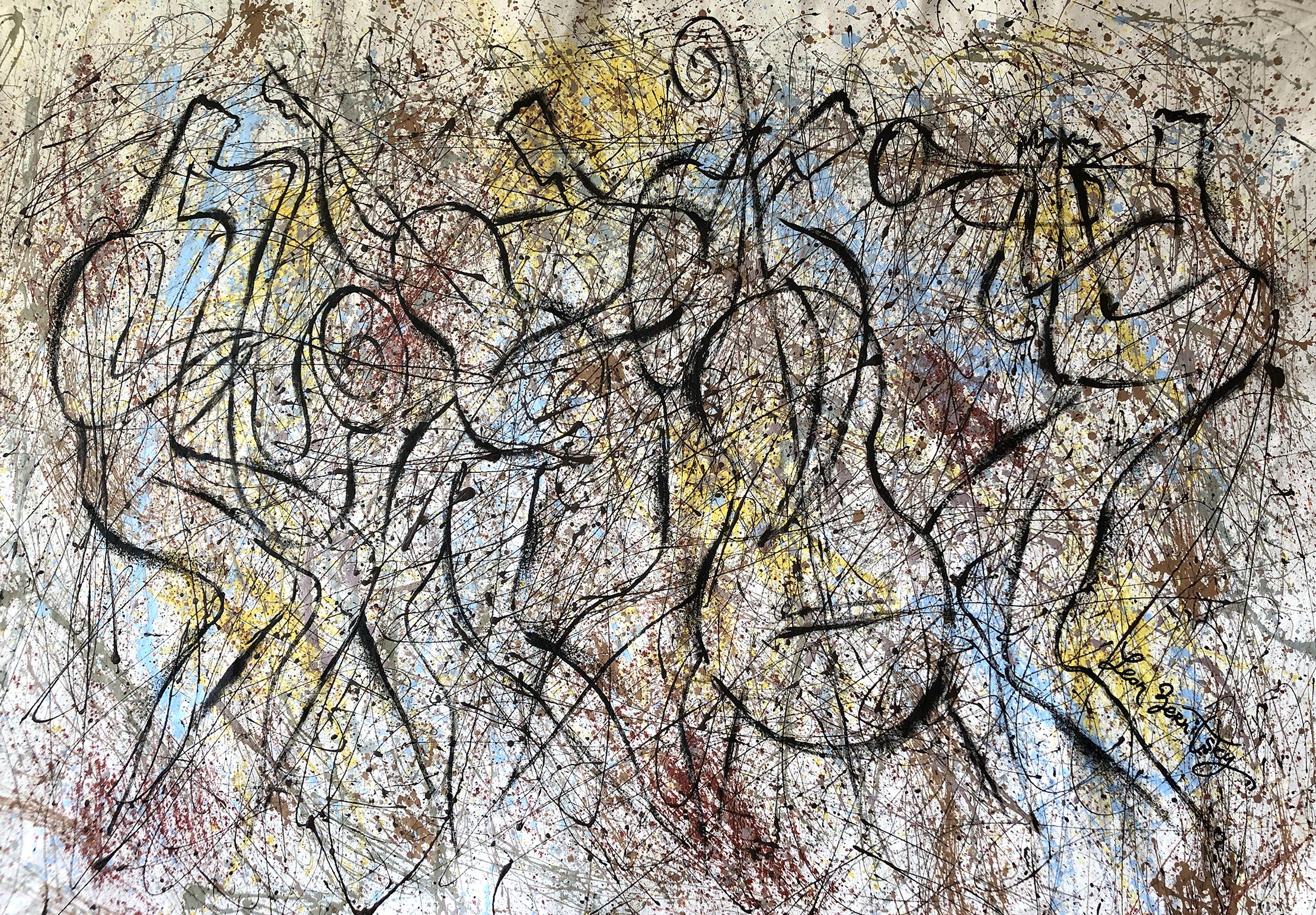 New Original Acrylic painting by an Award-winning Artist  Excellent Condition.  I have always been very impressed by jazz and unique style of drip painting by Jackson Pollock makes me feel good and this music and art leads my hand with brush and