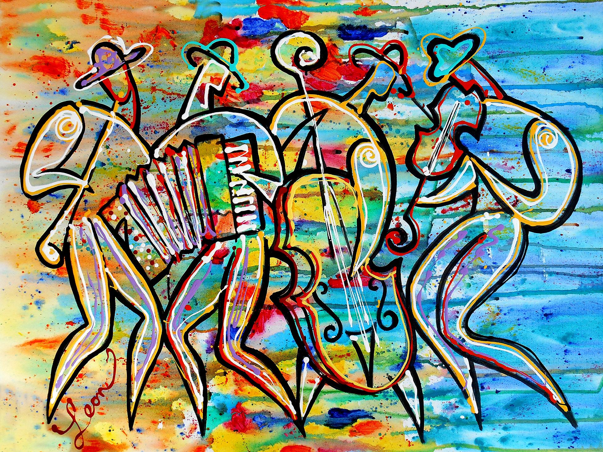 Klezmer Band, Painting, Acrylic on Canvas