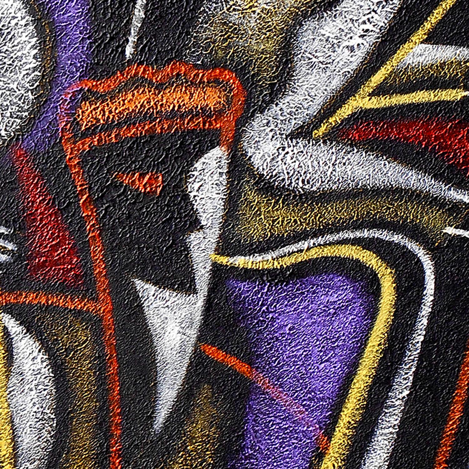 Swing Jazz, Painting, Acrylic on Canvas - Black Abstract Painting by Leon Zernitsky 
