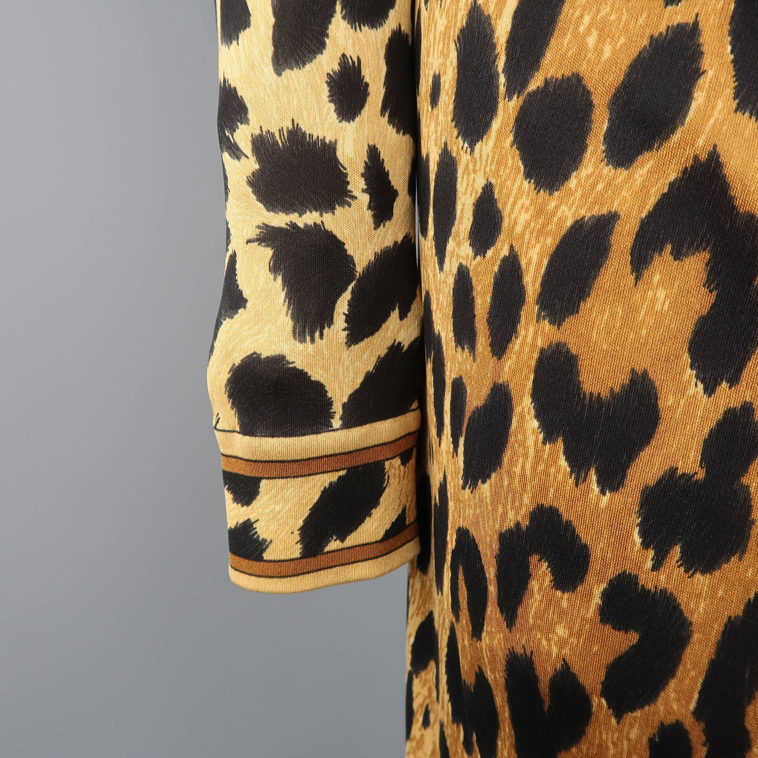 LEONARD - PARIS Size M Cheetah Print High Neck Draped Cocktail Dress In Good Condition In San Francisco, CA