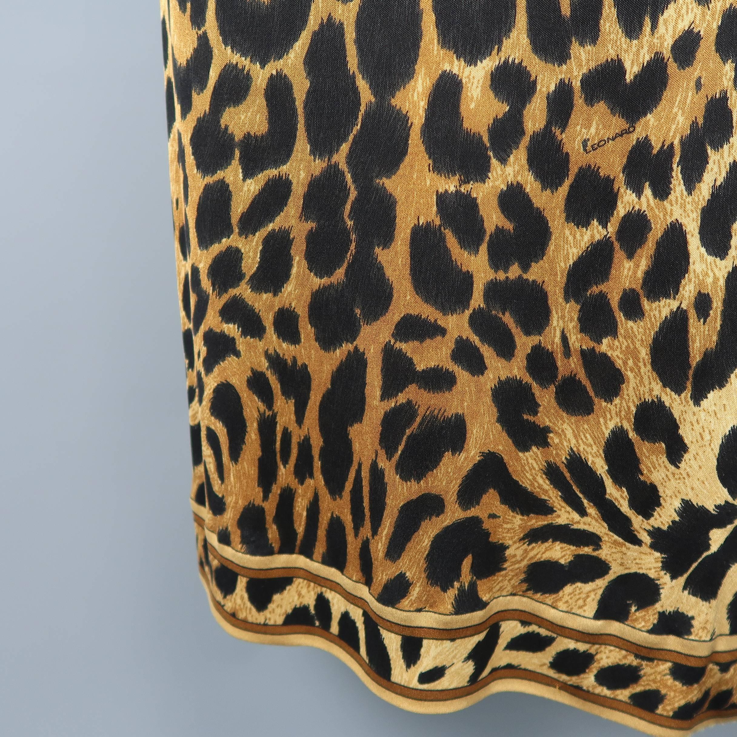 Women's LEONARD - PARIS Size M Cheetah Print High Neck Draped Cocktail Dress