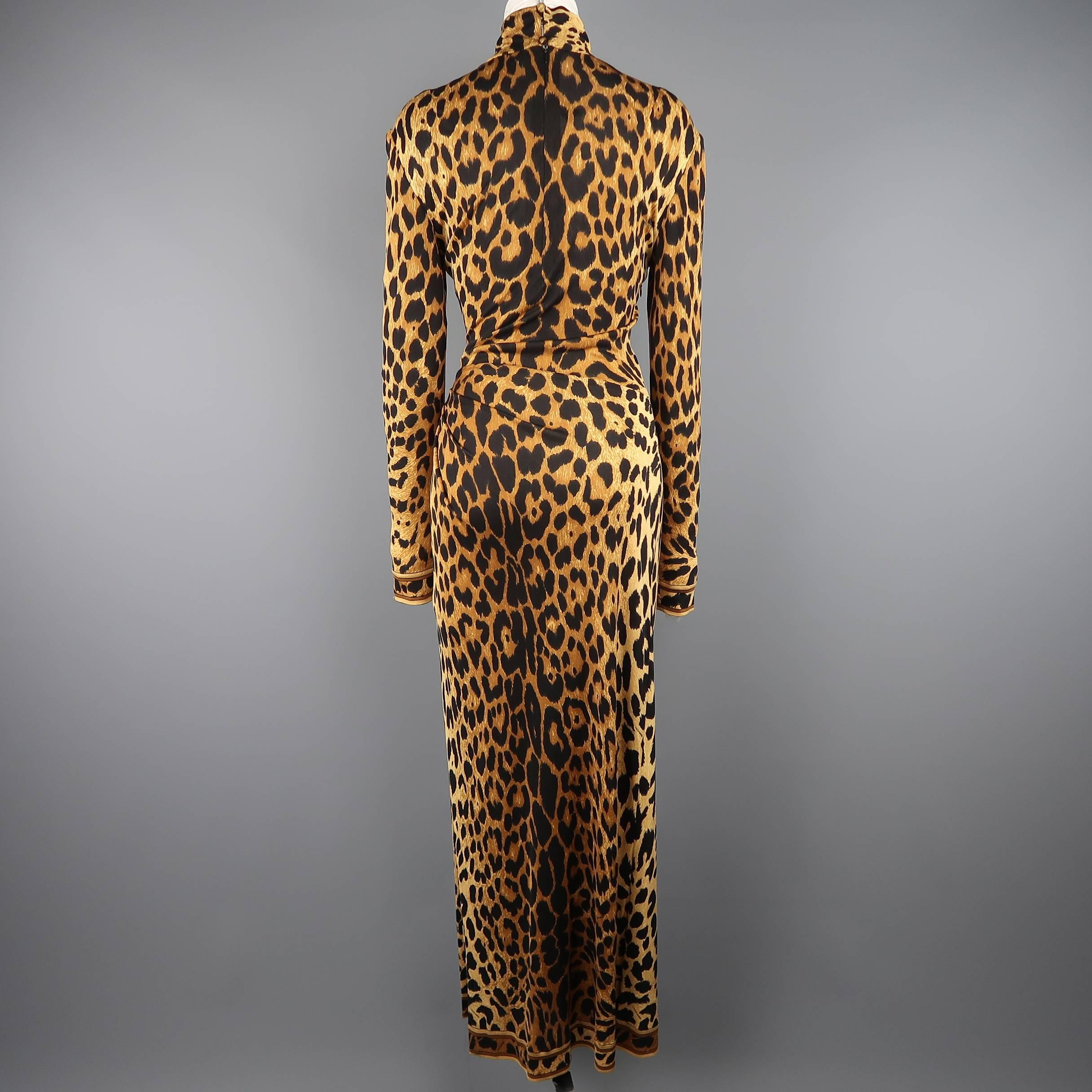 LEONARD - PARIS Size M Cheetah Print High Neck Draped Cocktail Dress 1