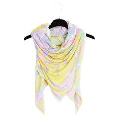 Leonard 1990s Carre 145 Silk Jersey Yellow Circus Scarf Sarong