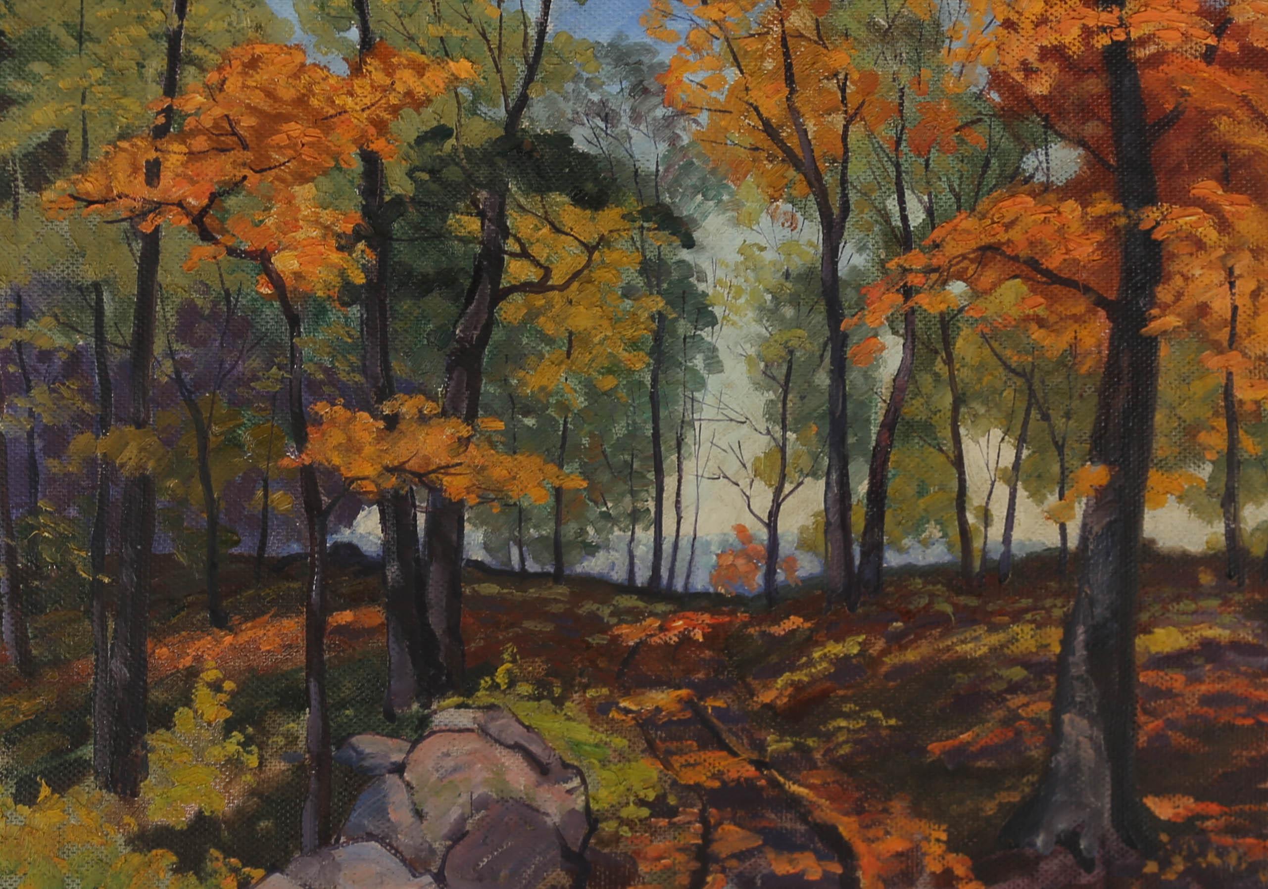 Leonard Amos (canadiense 1903-1999) - Siglo XX Óleo, Bosques cerca del lago Kashlong 1