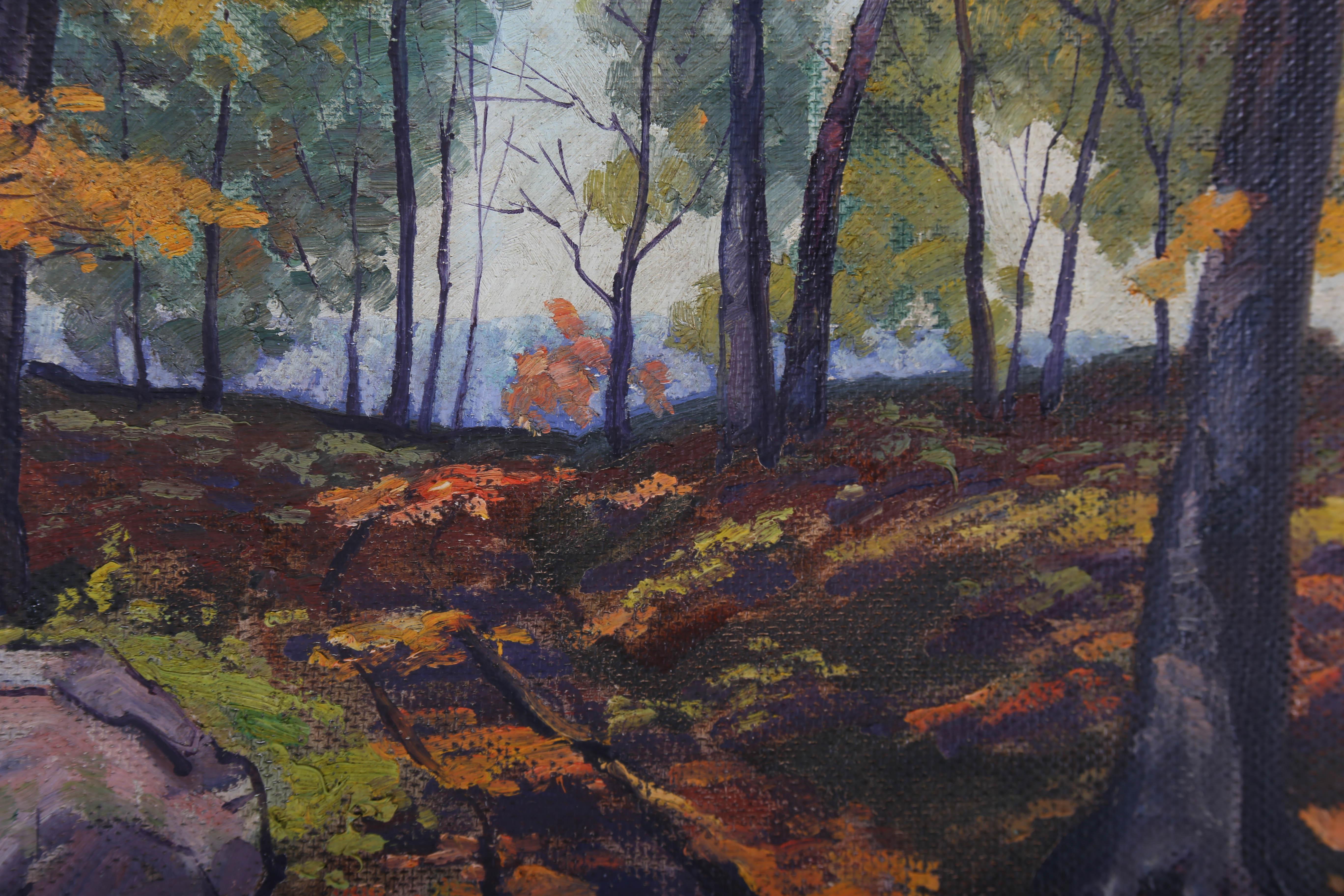 Leonard Amos (canadiense 1903-1999) - Siglo XX Óleo, Bosques cerca del lago Kashlong 4