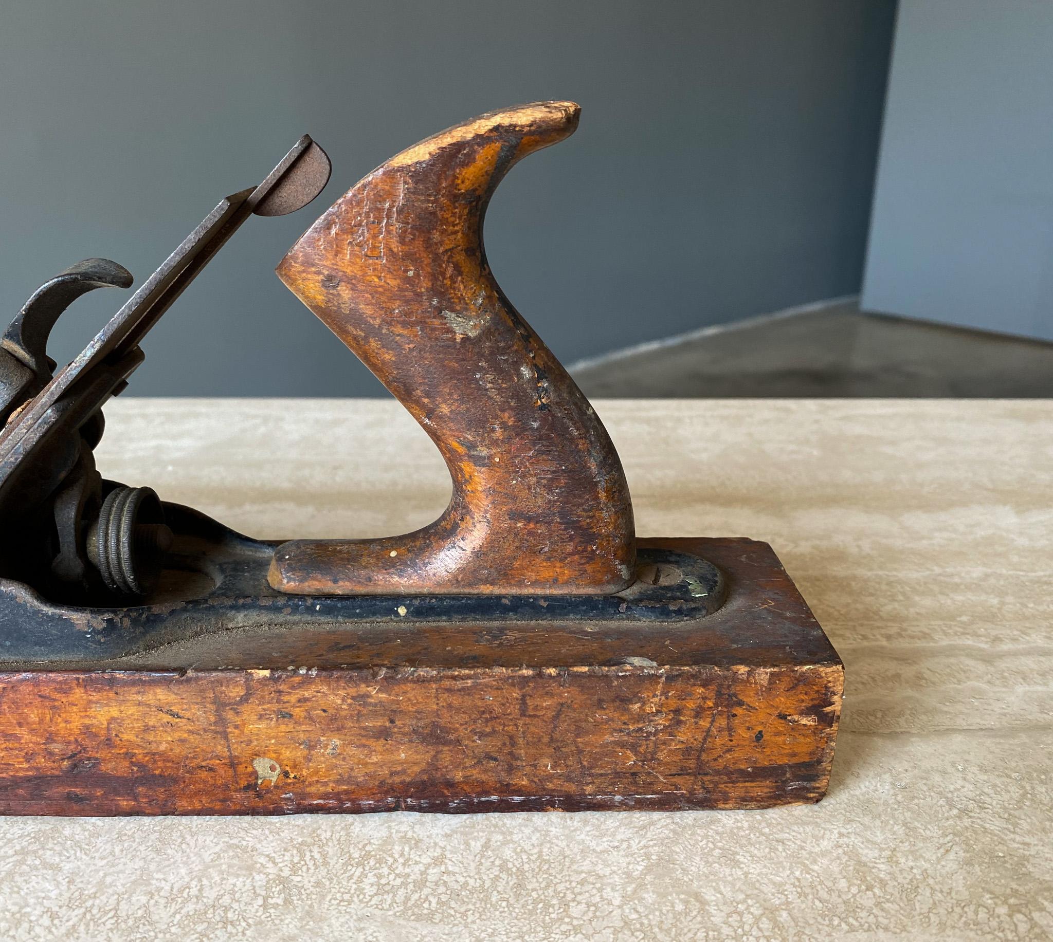 Industrial Leonard Bailey Wooden Block Plane Tool, United States, Early 20th Century For Sale
