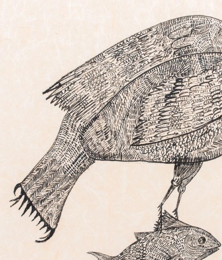 Leonard Barton „ Vogel der Beute“ Tinte auf Papier (Sonstiges) im Angebot