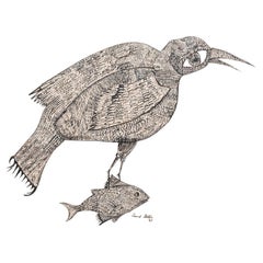 Leonard Barton "Uccello da preda" Inchiostro su carta