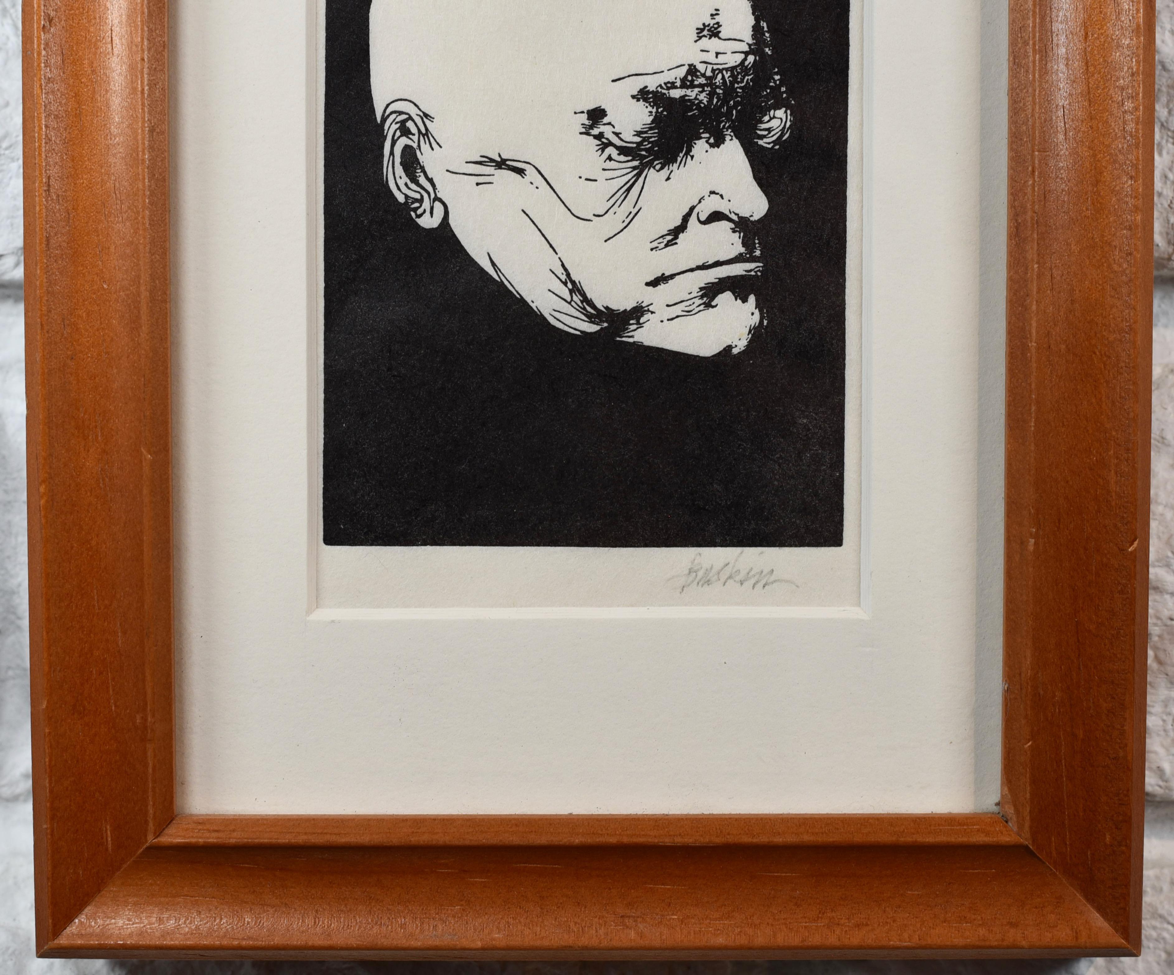 20th Century Leonard Baskin (1922-2000) Wood Engraving of William Blake  For Sale