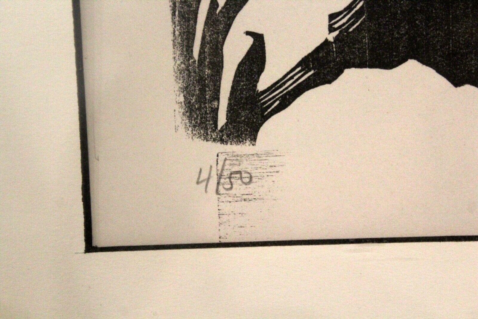 Leonard Baskin De Gheyn gravure sur bois moderne signée 4/50 encadrée 1970 en vente 2