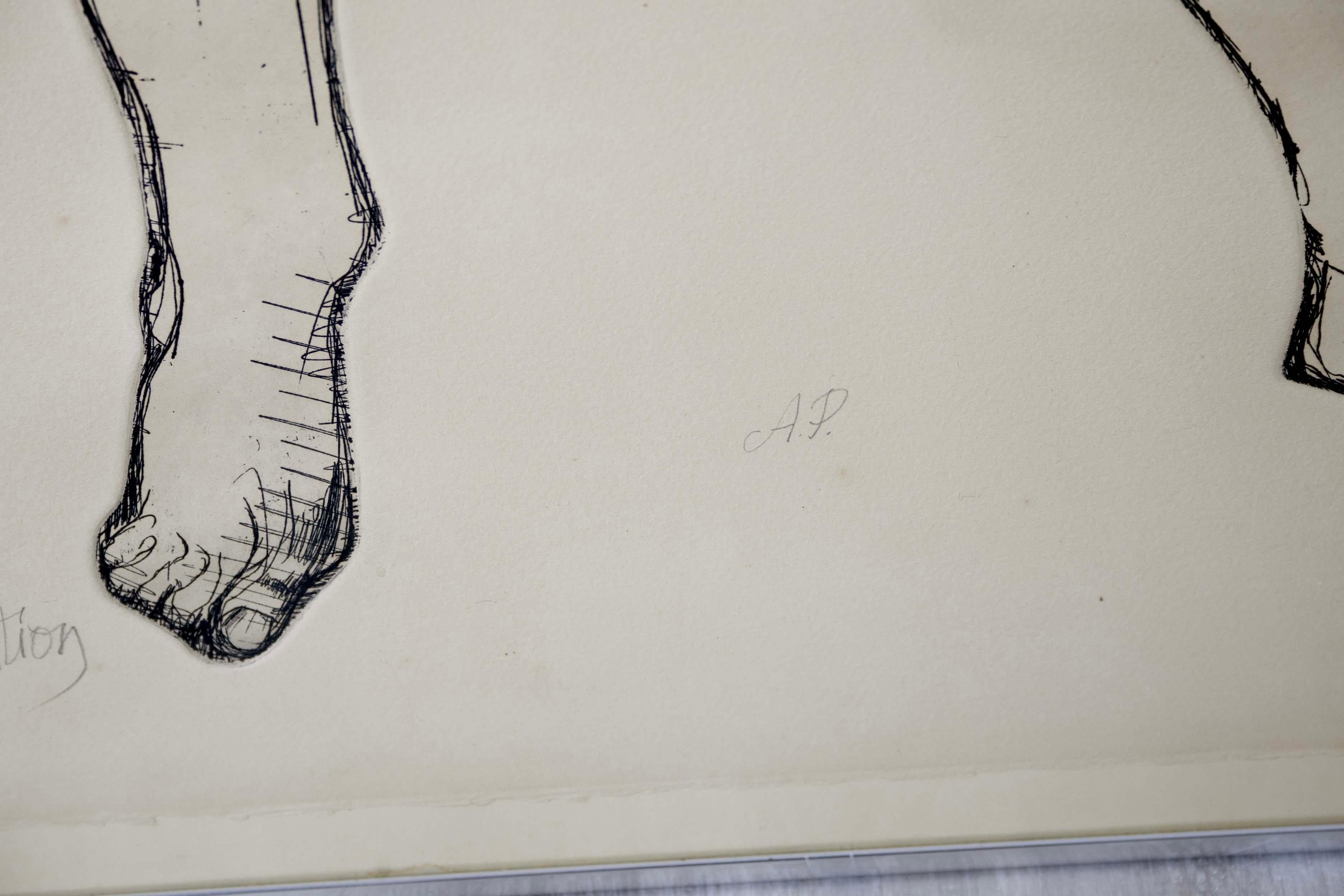 Leonard Baskin Distension Signed Modern Figurative Etching on Paper Framed 1970 2