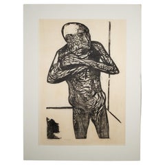 Leonard Baskin, Frightened Old Man, 1950, Woodcut, Artist Proof, Signed