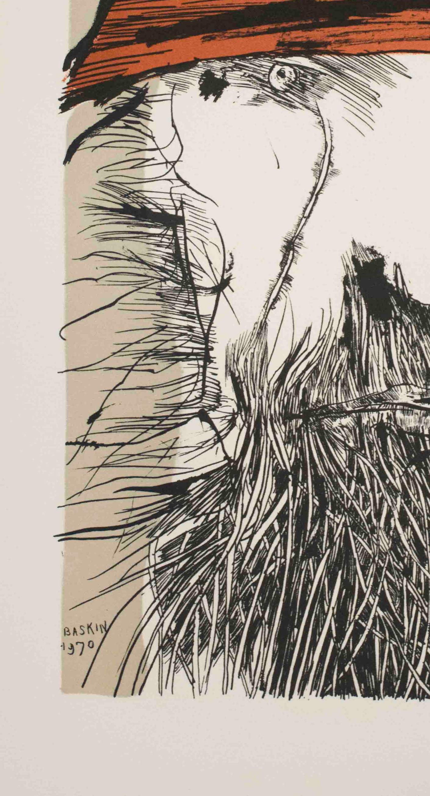 Ahab avec un chapeau - Modernisme américain Print par Leonard Baskin