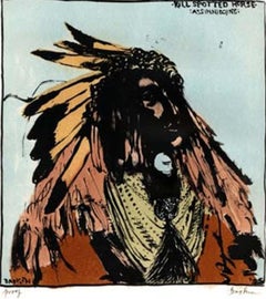 "Kill Spotted Horse- Assinniboine, " Original Lithograph signed by Leonard Baskin