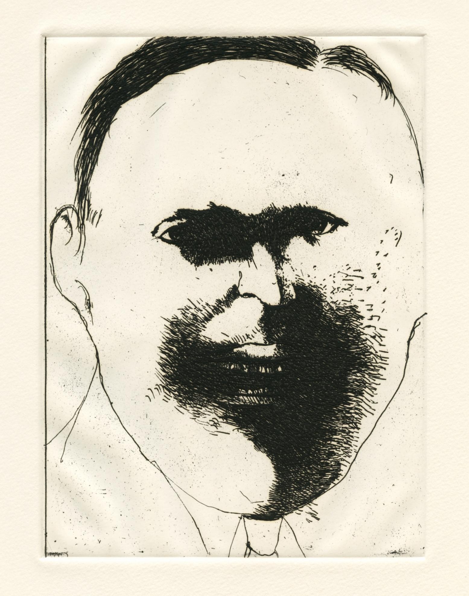 Leonard Baskin Portrait Print - original etching