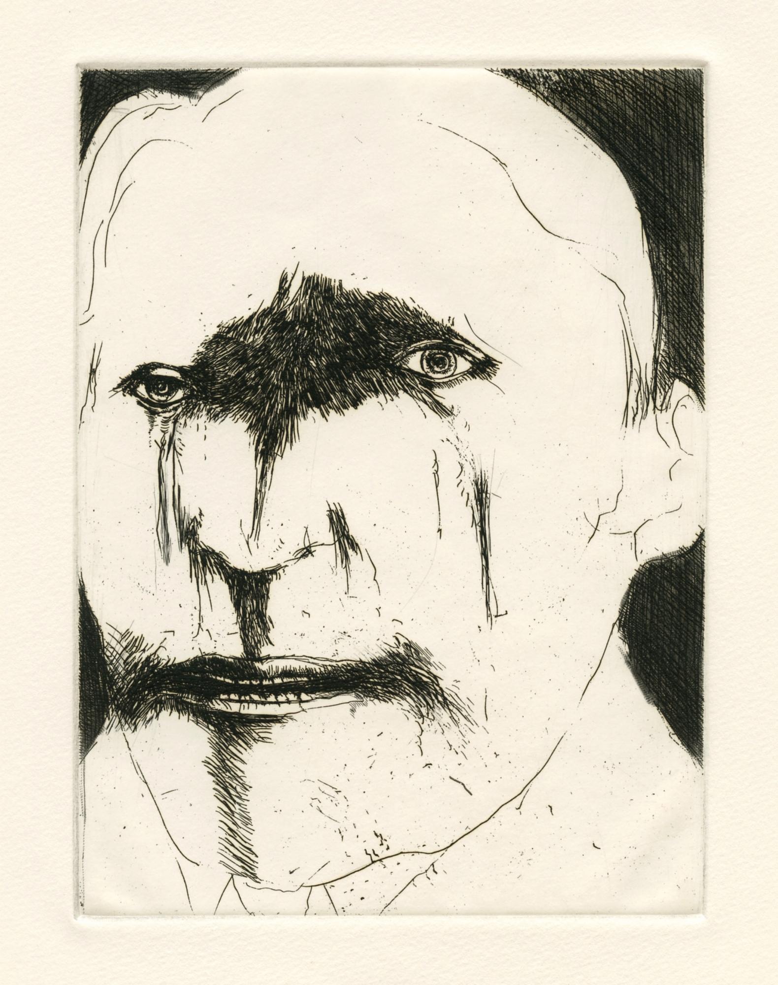 Leonard Baskin Portrait Print - original etching