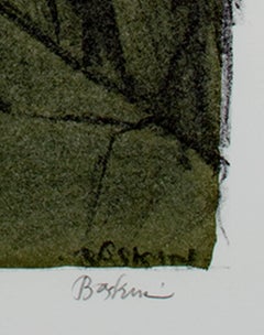 Original Lithograph Native American Female Figure Portrait Bold Stoic Signed