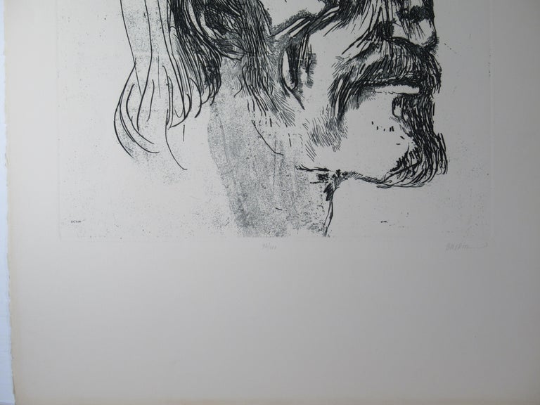 Portrait - Gray Portrait Print by Leonard Baskin